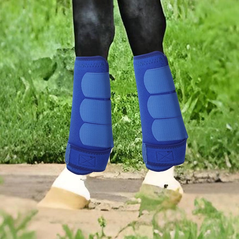 AccompMe Store Medicine Horse Boots Splint Boots for Horses Protective Lower Limb Brushing Boots Front Hind Leg Protection Gear Set of 4 (Blue, Medium) - Image 5